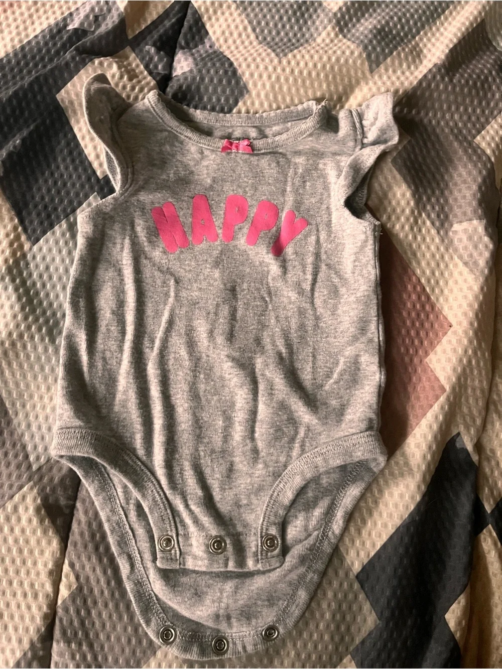 Carter's Gray Sleeveless Bodysuit with Pink 